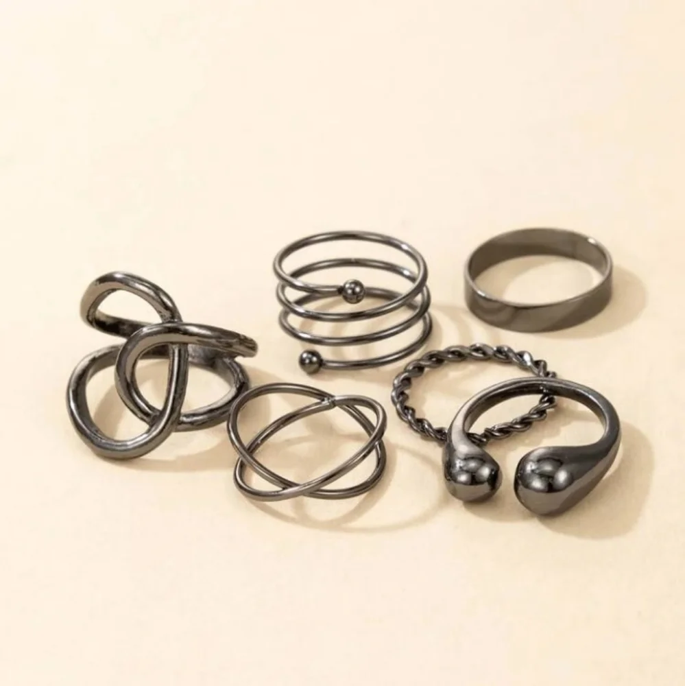 NEW‎ Black Midi Knuckle Interchangeable Ring Set